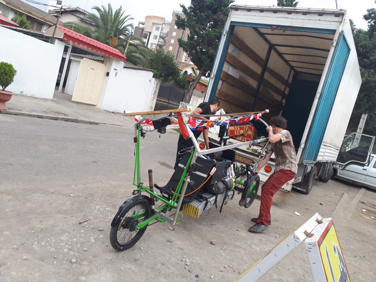 I'm always a bit sad to to see a bicycle transported in the back of a car, van, or truck, but given the circumstances this was the only sensible option to be sure we'd make our flight out of Tehran. At this point, we really had that sensation and relief that the arduous part of the journey was over.